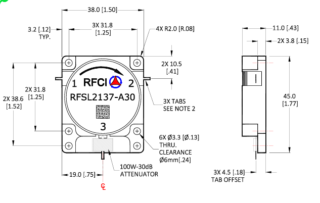 RFSL2137-A30連續(xù)波100W-30dB iso衰減器RFCI RFSL2137-A30連續(xù)波100W-30dB iso衰減器RFCI